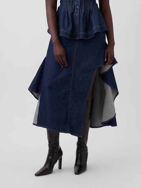 GAP Dresses & Skirts - NWT! Gap × HFR Ruffle Denim Midi Skirt by IGDALYAH - Size 4